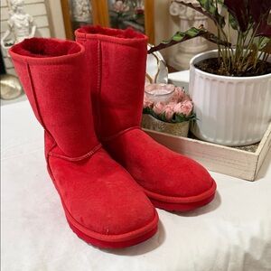UGG Women's Red Mid-Calf Faux Shearling Boots